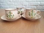 Set van 3 vintage, retro botanische kop en schotel. H 6 cm., Huis en Inrichting, Keuken | Servies, Ophalen of Verzenden, Zo goed als nieuw
