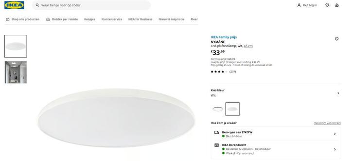 NYMÅNE Plafondlamp IKEA wit 2 stuks, Huis en Inrichting, Lampen | Plafondlampen, Zo goed als nieuw, Kunststof, Metaal, Ophalen of Verzenden