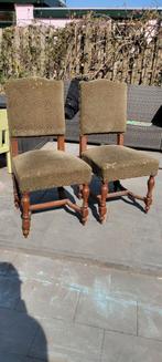 6 Antieke Eetkamerstoelen, Hout, Gebruikt, Bruin, Vijf, Zes of meer stoelen