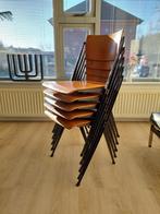 4x Pyramid stoelen van Wim Rietveld, Huis en Inrichting, Stoelen, Vier, Gebruikt, Vintage, Bruin