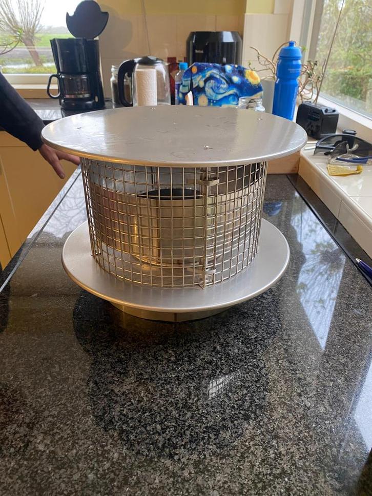 RVS Trekkap Schoorsteen Ø15cm met Vonkenvanger, Doe-het-zelf en Verbouw, Verwarming en Radiatoren, Nieuw, Overige typen, Minder dan 60 cm