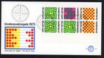 FDC E129a, blok Kinderzegels 1973 + plaatfout 1042P; blanco, Verzenden, Onbeschreven, Nederland