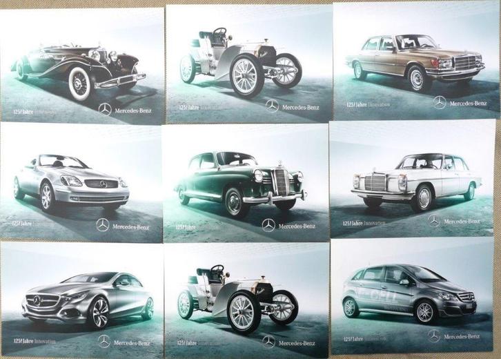 9x Mercedes 125 jahre innovation promotie ansichtkaarten, Boeken, Auto's | Folders en Tijdschriften, Nieuw, Mercedes, Ophalen of Verzenden