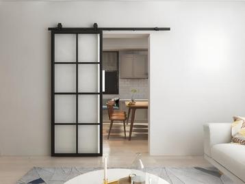 Schuifdeur WILDEN - H205 x L83 cm - Aluminium zwart matglas beschikbaar voor biedingen
