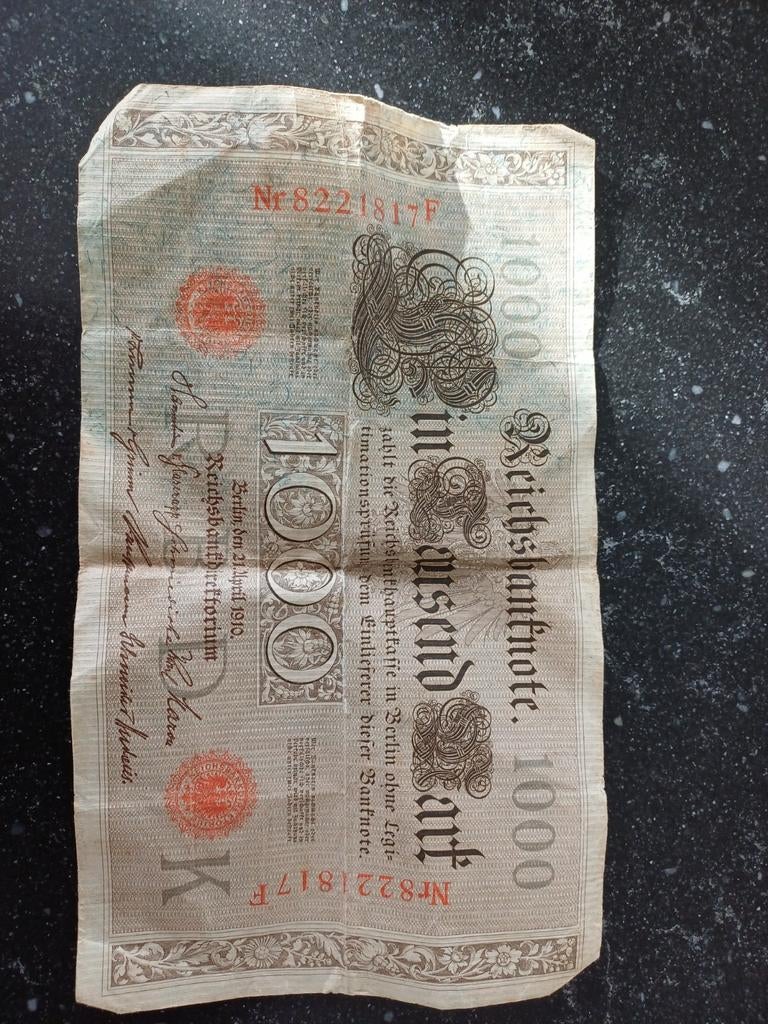 Biljet van 1000 Reichsmark uit 1910, Postzegels en Munten, Bankbiljetten | Europa | Niet-Eurobiljetten, Ophalen of Verzenden, Duitsland