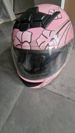 Brommer/Scooter Helm - Roze met bloemen, Overige merken, M, Ophalen of Verzenden, Integraalhelm