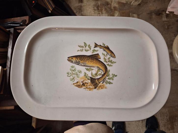 Vintage Serveerschaal met Vis Motief, Antiek en Kunst, Antiek | Schalen, Ophalen of Verzenden