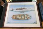 Werner Yacht Design 56’ Crabbersbank in notenhouten lijst, Ophalen of Verzenden, Zo goed als nieuw, Motorboot, Kaart, Foto of Prent