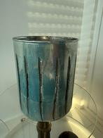 2 glazen windlichten blauw/groen turquise, Ophalen of Verzenden, Zo goed als nieuw, Glas, Minder dan 50 cm