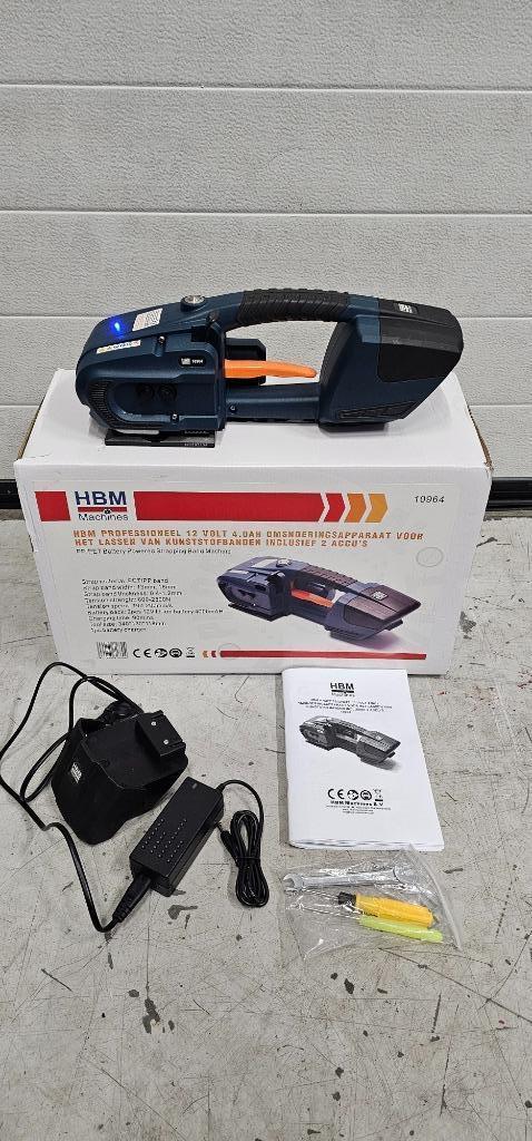 HBM Bandeleermachine - Omsnoeringsapparaat PET met 2 accu's, Doe-het-zelf en Verbouw, Gereedschap | Handgereedschap, Zo goed als nieuw