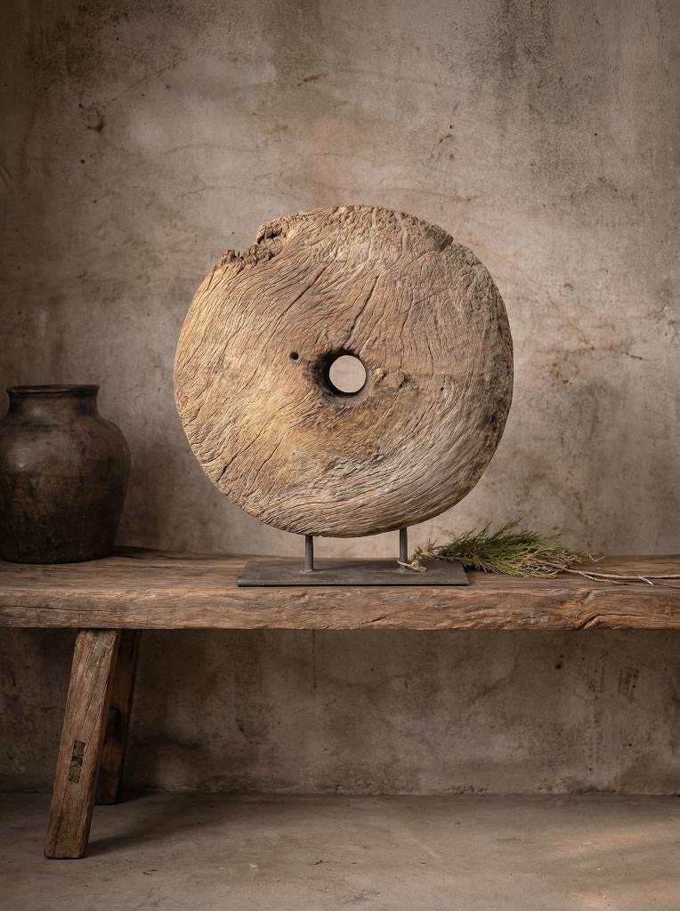 Antiek houten wiel op voet | handgemaakt | meerdere formaten, Ophalen, Nieuw