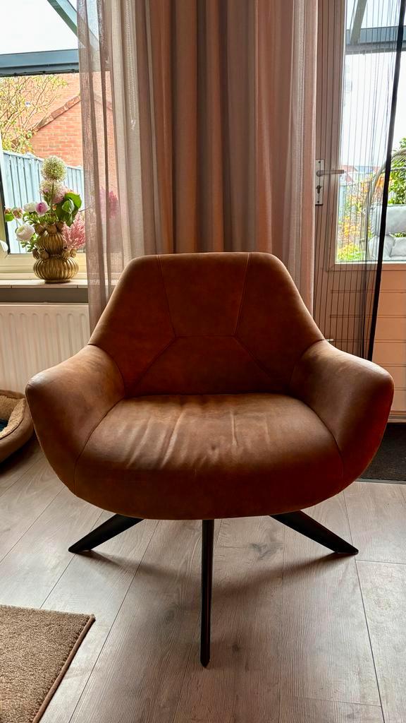 Faiteuil Bruin draaibaar, Huis en Inrichting, Fauteuils, Gebruikt, Overige materialen, 75 tot 100 cm, 75 tot 100 cm, Ophalen