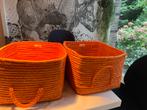 2x Rice Mand - Oranje vierkant Raffia Opbergmand, Huis en Inrichting, Ophalen, Mand, Vierkant, Zo goed als nieuw