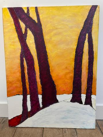 Olieverf schilderij. Titel: Paysage Hivernal beschikbaar voor biedingen