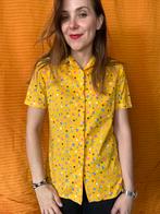 Vintage blouse - bloemenprint - geel/okergeel- 36/S/small, Ophalen of Verzenden
