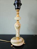 Vintage onyx / marmeren tafellamp / lampvoet, messing delen, Ophalen of Verzenden, Gebruikt, Minder dan 50 cm