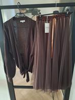 Bruine rok met tule en vest set - maat L/XL, Bruin, Maat 46/48 (XL) of groter, Ophalen of Verzenden, Zo goed als nieuw