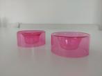 2x Waxinelichthouders fel-neon roze, Huis en Inrichting, Ophalen, Zo goed als nieuw, Overige materialen, Minder dan 25 cm