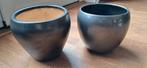 4 Grijze binnen bloempotten, Tuin en Terras, Bloempotten, Steen, Gebruikt, Rond, Binnen