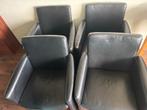 4 W. Schillig eetkamerstoelen - Zwart leder, Huis en Inrichting, Ophalen, Gebruikt, Zwart, Leer