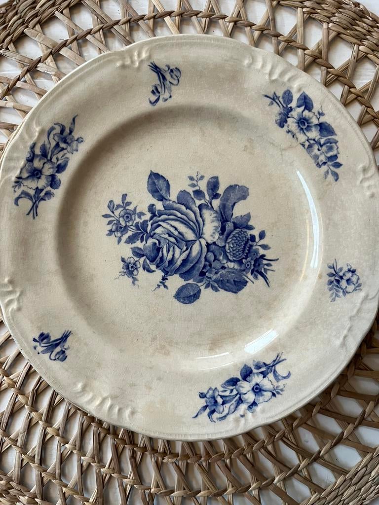 Set van 3 prachtige Boch Frères Rhodia serie “Blue Roses”, Ophalen of Verzenden