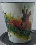 Vintage metalen bloempot met dierenprint, Tuin en Terras, Bloempotten, Ophalen, Gebruikt, Rond, Tuin