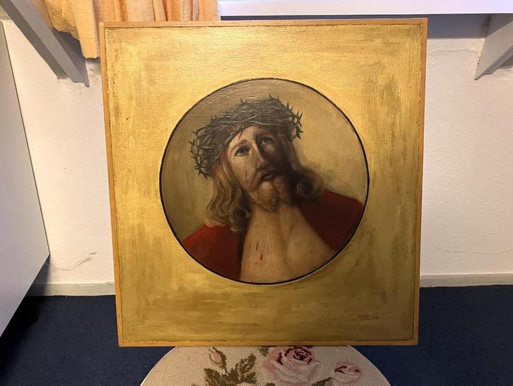 Schilderij Christus op houten paneel - A. Latour, Antiek en Kunst, Kunst | Schilderijen | Klassiek, Ophalen