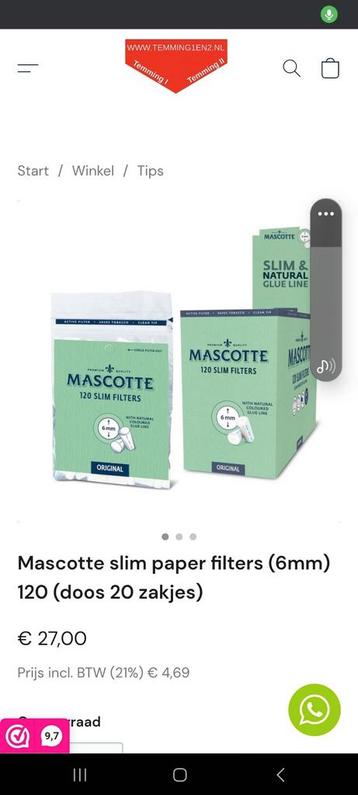Filtertips mascotte 6mm beschikbaar voor biedingen