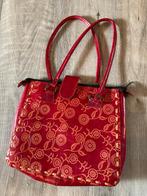vintage leren rode tooled tas hippe schoudertas shopper boho, Ophalen of Verzenden, Zo goed als nieuw, Rood, Shopper