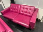 2 stuks Fuchsia Leolux bank, Ophalen, 150 tot 200 cm, Tweepersoons, 75 tot 100 cm