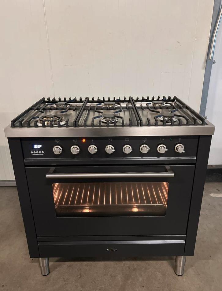 Luxe Boretti 5 pits Antraciet - 90 cm, Witgoed en Apparatuur, Fornuizen, Zo goed als nieuw, Inbouw, Inductie, 4 kookzones, 85 tot 90 cm