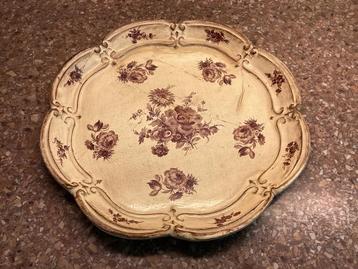 Vintage Florentijns Dienblad. Rond model met bloemen. Hout. beschikbaar voor biedingen