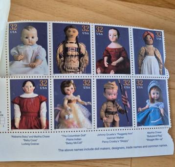 8 stuks Classic American Dolls postzegels.   beschikbaar voor biedingen
