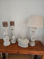 Riverdale sierset lamp, pot met deksel en 2 kandelaars, Huis en Inrichting, Lampen | Tafellampen, Ophalen, Gebruikt, Landelijk