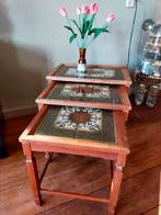 Vintage Deense Bijzettafeltjes - Set van 3, Minder dan 45 cm, Minder dan 55 cm, Gebruikt, Ophalen of Verzenden
