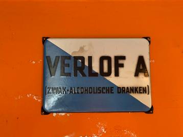 Emaille Reclamebord Verlof A (Zwak-Alcoholische Dranken) beschikbaar voor biedingen