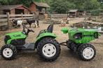 KINDER TRACTOR MET AANHANGER 24 VOLT 1 PERSOONS GROEN, Ophalen