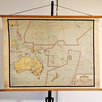 Wandkaart Australië – 1949 – R. Bos beschikbaar voor biedingen