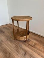 Rotan bijzettafel bijzettafeltje, Huis en Inrichting, Tafels | Bijzettafels, Minder dan 55 cm, Rond, Zo goed als nieuw, Hout