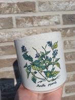 Vintage wildflower motief bloempot, Rond, Ophalen of Verzenden, Aardewerk, Minder dan 40 cm