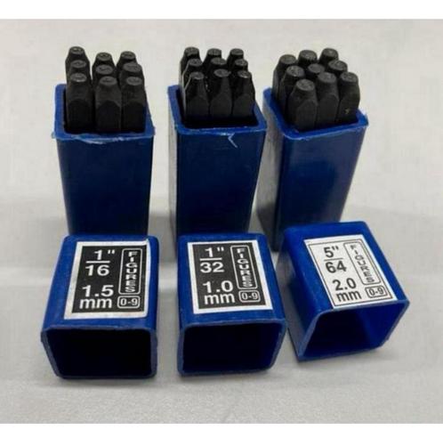 3 sets Metaal Slagpen slagpennen 0-9 in 1.0 1.5 2.0 mm Nieuw, Hobby en Vrije tijd, Stempelen, Ophalen of Verzenden