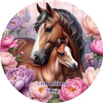 LF4012 ouwel paarden 20x4,7cm eetbare cupcake rondjes vers beschikbaar voor biedingen