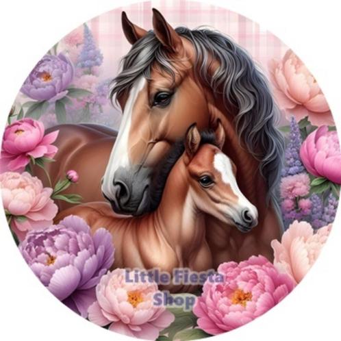 LF4012 ouwel paarden 20x4,7cm eetbare cupcake rondjes vers, Hobby en Vrije tijd, Taarten en Cupcakes maken, Nieuw, Versiering