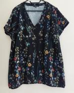 MS MODE zwarte V-hals top met bloemenprint mt 48/50, Kleding | Dames, Zwart, Zo goed als nieuw, MS Mode, Shirt of Top