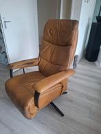 Lederen Relaxfauteuil met Draaivoet, Gebruikt, 75 tot 100 cm, Ophalen of Verzenden, Metaal