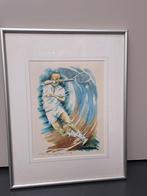 zeefdruk tekening van tennisser in lijst, Ophalen of Verzenden