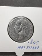 1 gulden 1845 koning Willem II met streep, Postzegels en Munten, 1 gulden, Zilver, Ophalen of Verzenden, Losse munt