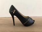 sexy leren peeptoe pumps size 41 met kinky decoratieve rits, Ophalen of Verzenden, Zo goed als nieuw, Zwart, Pumps