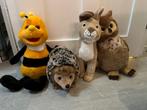 4 grote knuffels bosdieren. Uil haas egel en bij, Ophalen of Verzenden, Zo goed als nieuw, Overige typen