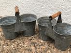 2 dubbele zinken bloem/ planten bakken, Tuin en Terras, Bloembakken en Plantenbakken, Minder dan 30 cm, Rond, Ophalen of Verzenden